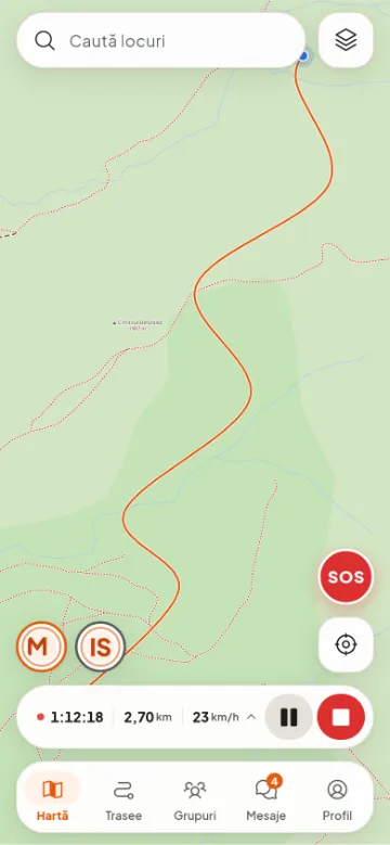 Înregistrarea unei ture: timp, distanță și viteză